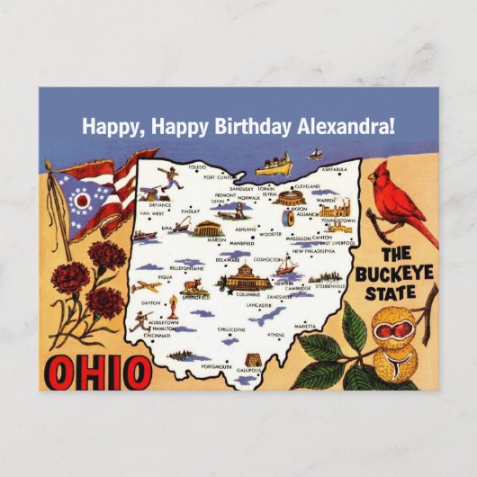 Ohio Buckeye Birthday Postcard ポストカード (正面)