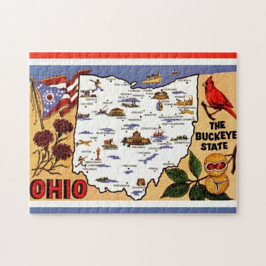 Ohio Buckeye State 11x14 Postcard Jigsaw Puzzle ジグソーパズル (横)