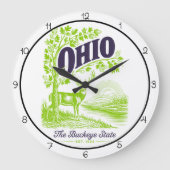 Ohio Buckeye State Deer ラージ壁時計 (正面)