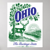 Ohio Buckeye State Deer & Nature Design ポスター (正面)