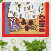  Ohio Buckeye State Postcard キッチンタオル (折り畳み)