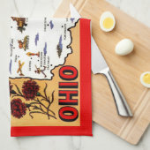  Ohio Buckeye State Postcard キッチンタオル (四つ折り)