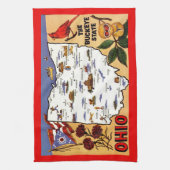 Ohio Buckeye State Postcard キッチンタオル (縦)