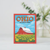 Ohio Buckeye State Vintage Barn ポストカード (スタンド正面)