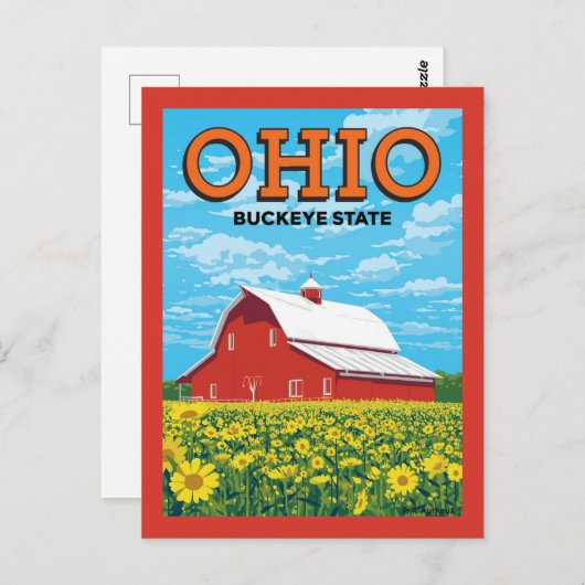 Ohio Buckeye State Vintage Barn ポストカード (正面/裏面)