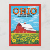 Ohio Buckeye State Vintage Barn ポストカード (正面)