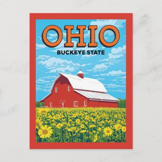Ohio Buckeye State Vintage Barn ポストカード (正面)