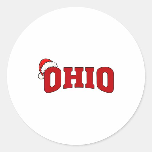Ohio Christmas Santa Hat Retro Throwback Souvenir  ラウンドシール (正面)