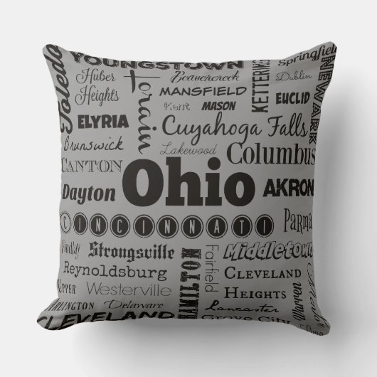 OHIO Cities in Gray and Black クッション (正面)