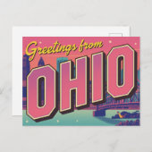 Ohio City Skyline Pop Art ポストカード (正面/裏面)