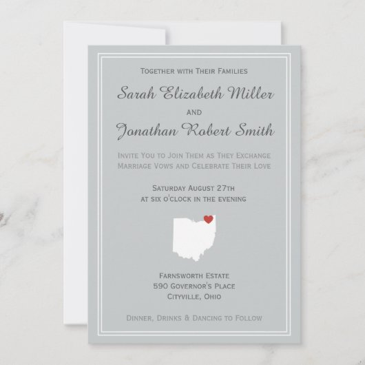 Ohio Love -カスタマイズ可能な結婚式招待状 招待状 (正面)