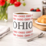 Ohio Pride  コーヒーマグカップ<br><div class="desc">Show off your Ohio pride with this stylish mug featuring a bold “OHIO” design in classic red and gray. The clean, repeating pattern wraps around the mug for a modern and eye-catching look that stands out with every sip. Perfect for morning coffee, tea, or hot cocoa, this mug adds a...</div>