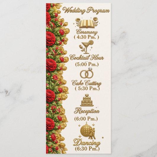 Ohio Red Carnation Wedding Program Card プログラム (正面)