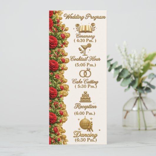 Ohio Red Carnation Wedding Program Card プログラム (スタンド正面)