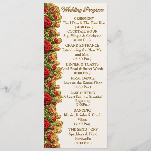 Ohio Red Carnation Wedding Program Card プログラム (正面)