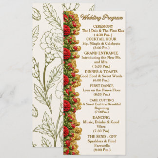 Ohio Red Carnation Wedding Program Card プログラム
