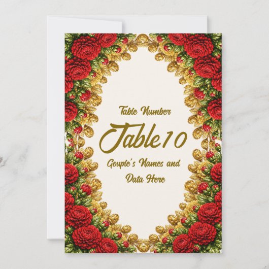 Ohio Red Carnation Wedding Table Number Card (正面)