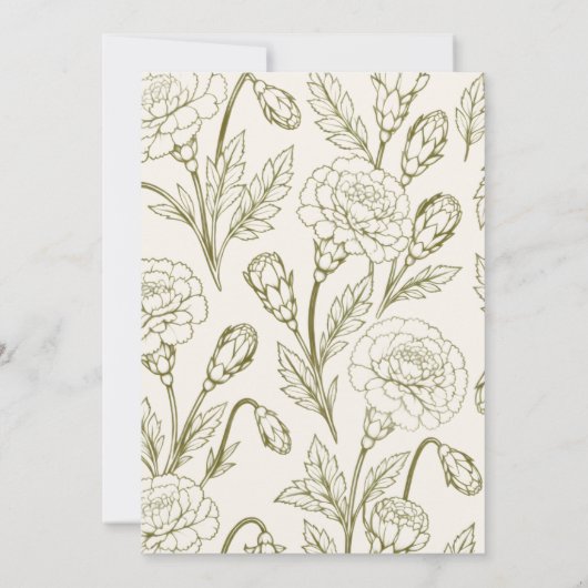 Ohio Red Carnation Wedding Table Number Card (裏面)