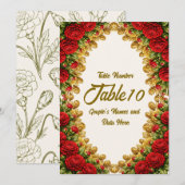 Ohio Red Carnation Wedding Table Number Card (正面/裏面)