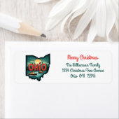 Ohio State Christmas Holiday Map Return Address ラベル (インサイチュ)