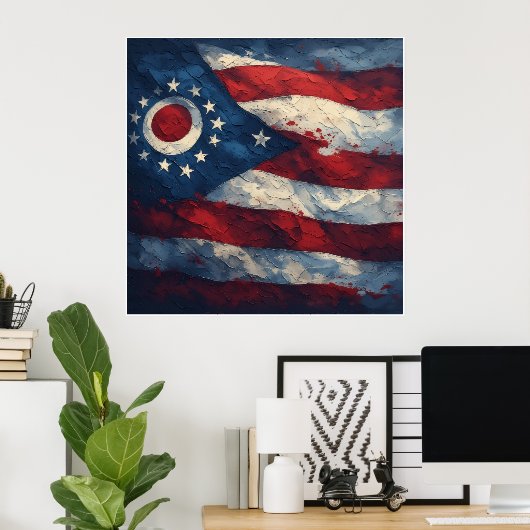 Ohio State Flag Design | Buckeye State Pride Gift  ポスター (ホームオフィス)