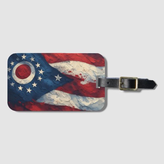 Ohio State Flag Design | Buckeye State Pride Gift ラゲッジタグ (正面横)