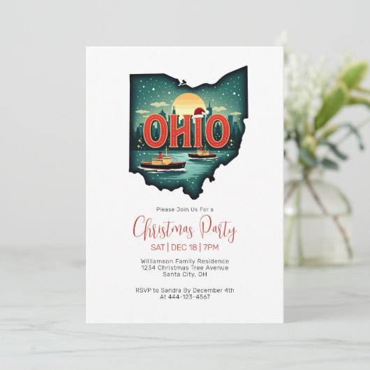 Ohio State Map Christmas Holiday Party 招待状 (スタンド正面)