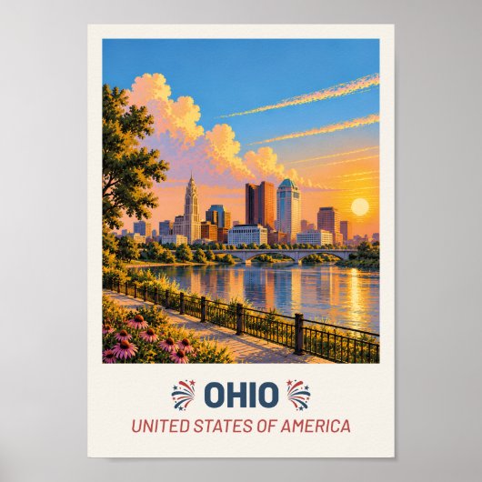 Ohio USA – Vintage Travel Poster ポスター (正面)