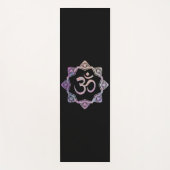 Ohmシンボルとマンダラ、ブラック版 ヨガマット (正面)