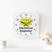 Ohm Mighty Electrical Engineer スクエア壁時計 (ホーム)
