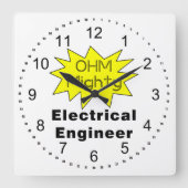Ohm Mighty Electrical Engineer スクエア壁時計 (正面)