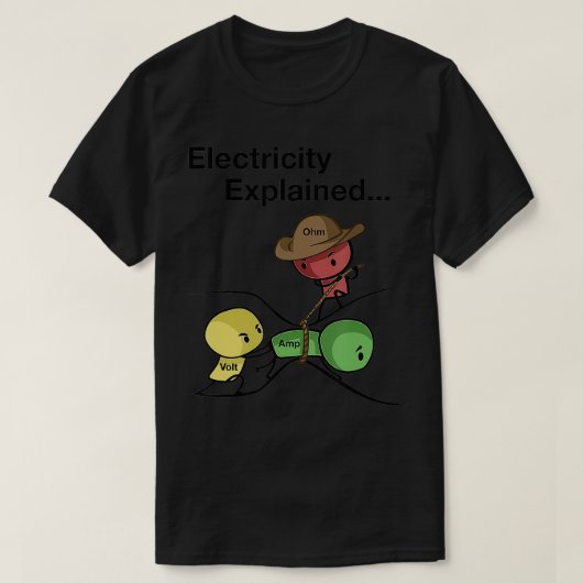 Ohm Volt Amp Electriciの説明おもしろい済み Tシャツ (デザイン正面)