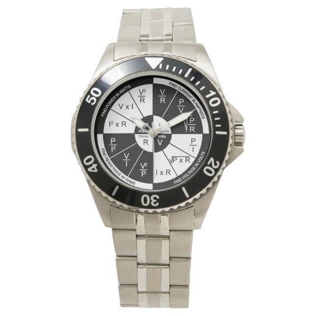 Ohm's Law Watch – 白黒 腕時計 (正面)