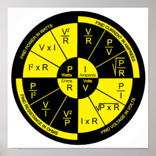 Ohm's Law wheel Poster – 黄色 ポスター