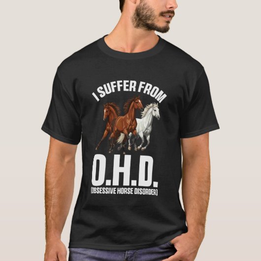 OHOに苦しむ 馬 ファーム アニマル 面白い Tシャツ (正面)