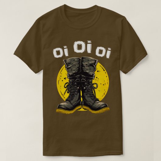 Oi Oi Punk Rock Combat Boots Skinhead Music Oi Tシャツ (デザイン正面)