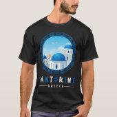 Oia, Santorini,ギリシャのメンズブラック Tシャツ (正面)