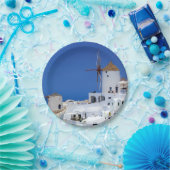 Oia、Santorini、ギリシャの風車 ペーパープレート (パーティー)