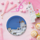 Oia、Santorini、ギリシャの風車 ペーパープレート (パーティー)