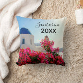 Oia Santorini、ギリシャ写真   クッション (ブランケット)