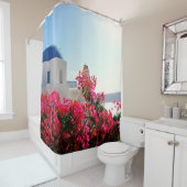 Oia Santorini、ギリシャ写真 シャワーカーテン (インサイチュ)