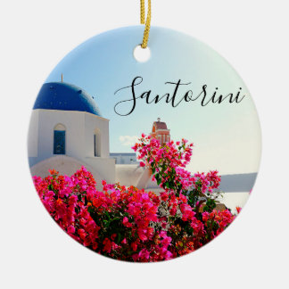 Oia Santorini、ギリシャ写真 セラミックオーナメント