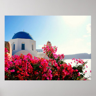 Oia Santorini、ギリシャ写真 ポスター