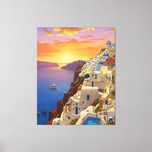 Oia, Santorini, Greece Art キャンバスプリント (正面)
