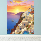 Oia, Santorini, Greece Art キャンバスプリント (インサイチュ (ウッドフロア))