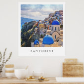 Oia, Santorini. Greece. Oil Painting. Art Print ポスター (キッチン)
