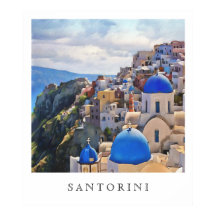 Oia, Santorini. Greece. Oil Painting. Art Print