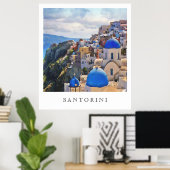 Oia, Santorini. Greece. Oil Painting. Art Print ポスター (ホームオフィス)