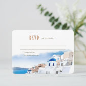 Oia Village on Santorini Island Wedding RSVP/Reply 招待状 (スタンド正面)