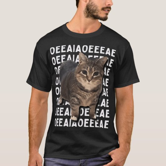 OIIAOIIA回転猫ミーム Tシャツ (正面)